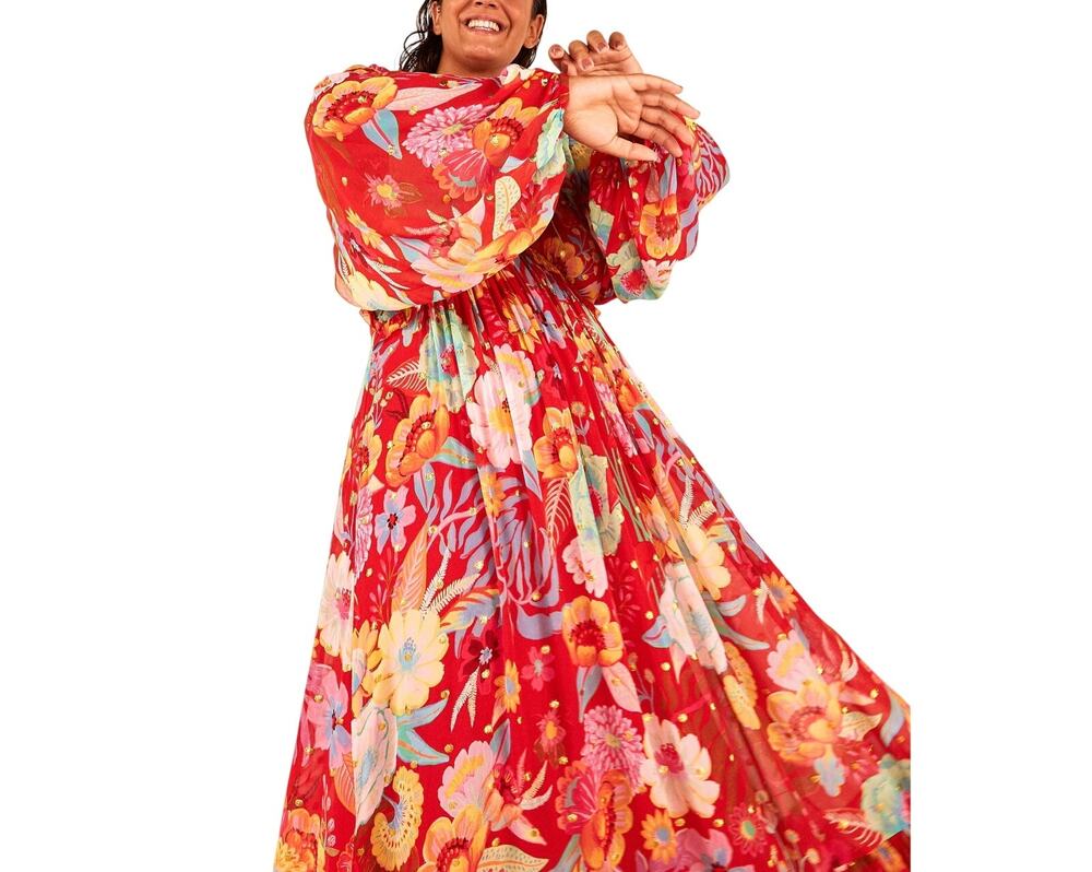 Farm Rio Floral Multicolor Hudson Maxi Dress Size M